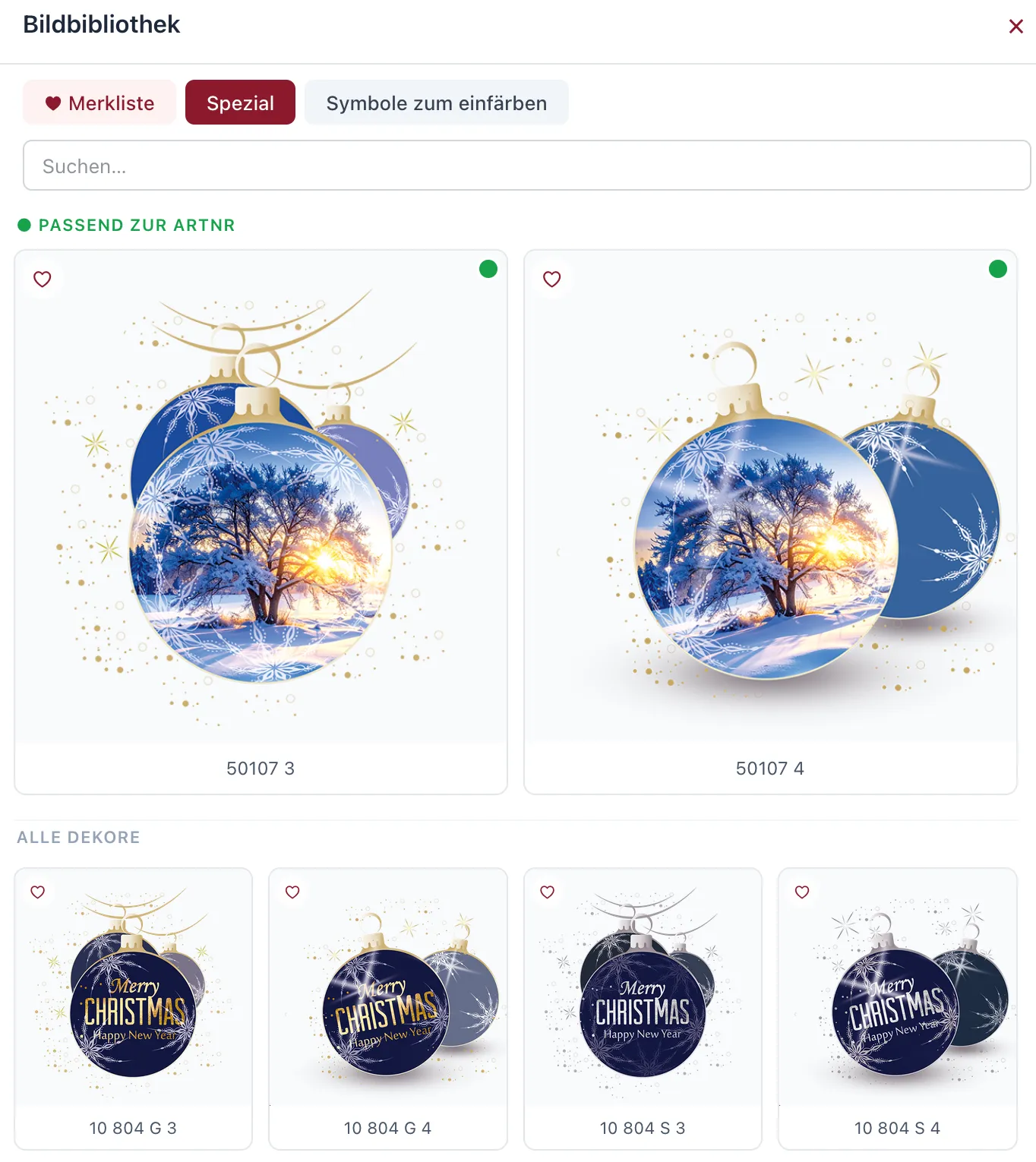 Spezialdekore für Weihnachtskarten