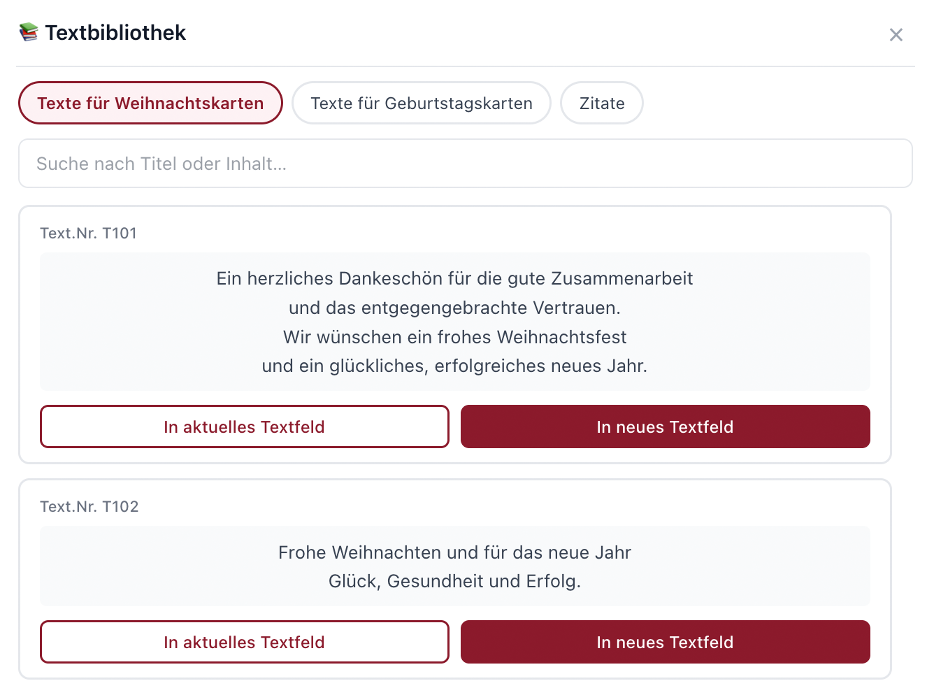 Textvorlagen für Weihnachtskarten